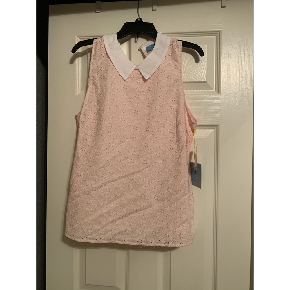 NWT Pink Lace Collared Shirt